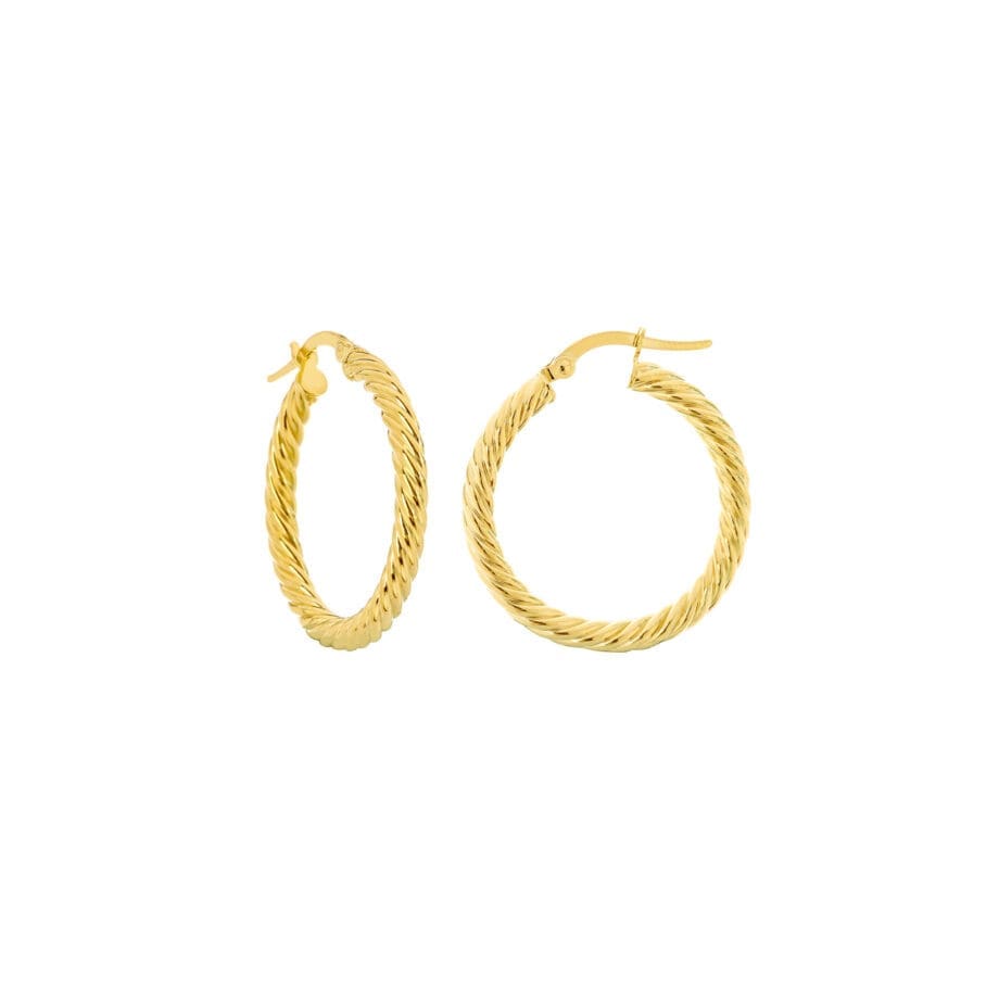 Twisted rope hoop earrings 14k yellow gold